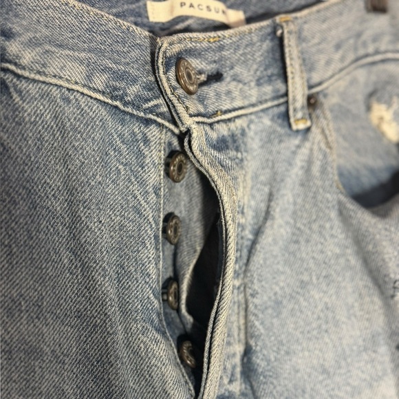 Pacsun Straight Leg Jeans‎ Size 28 High Rise Button Fly Distressed Light Wash - Picture 7 of 11
